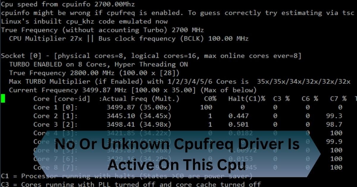 No Or Unknown Cpufreq Driver Is Active On This Cpu